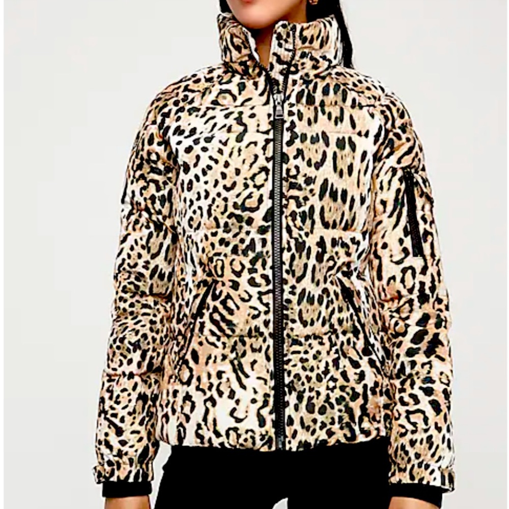 Express Leopard Print Puffer Jacket - image 1